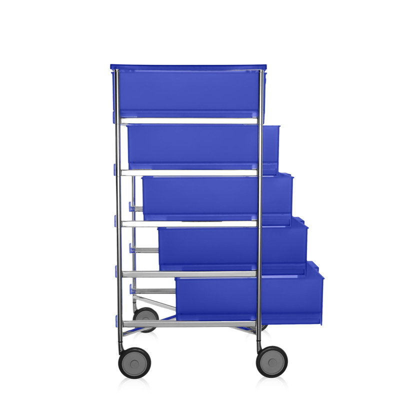 Mobil Drawer Storage, Translucent Cobalt, With Wheels, 6 Hi