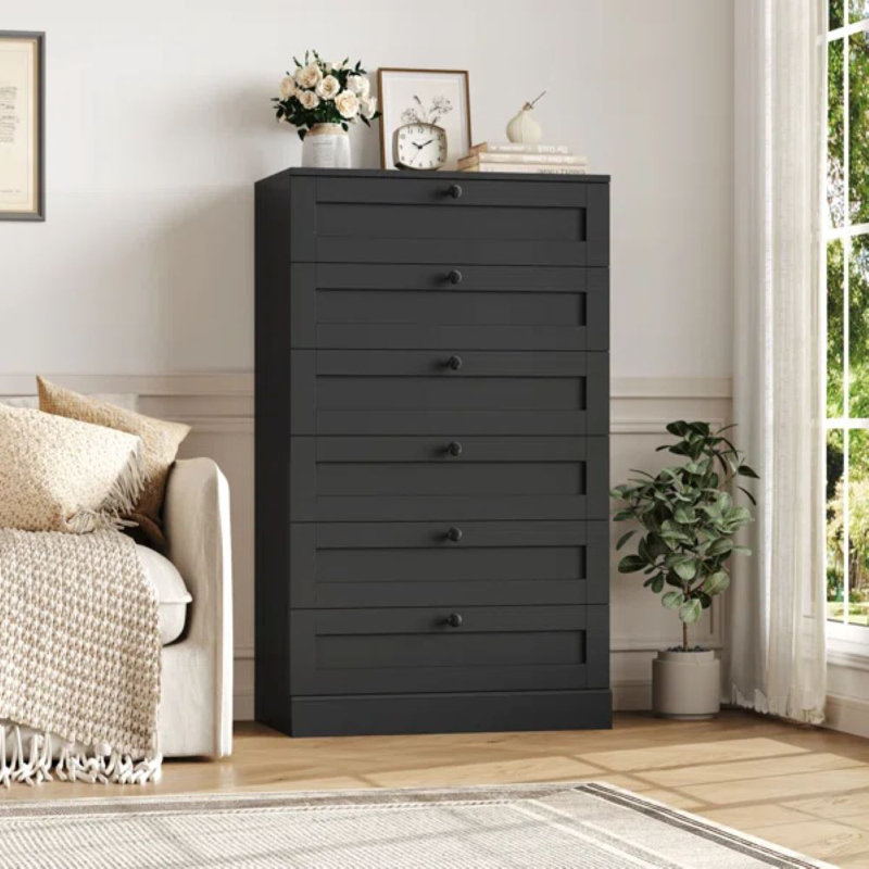 51.6" H Freestanding 6 Drawer Dresser, Modern 6-Drawer Tall Dresser – Stylish Space-Saving Storage with Smooth Glide Drawers & Sturdy Base for Bedroom, Living Room or Office