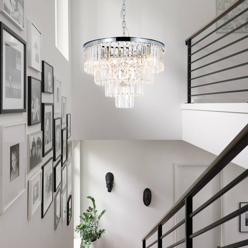 6 - Light Dimmable Tiered Chandelier
