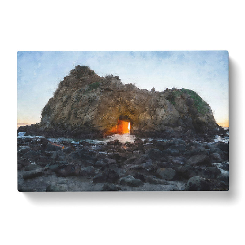 Sunset Through The Rock In California - Wrapped Canvas Print, 35cm H x 50cm W x 3cm D