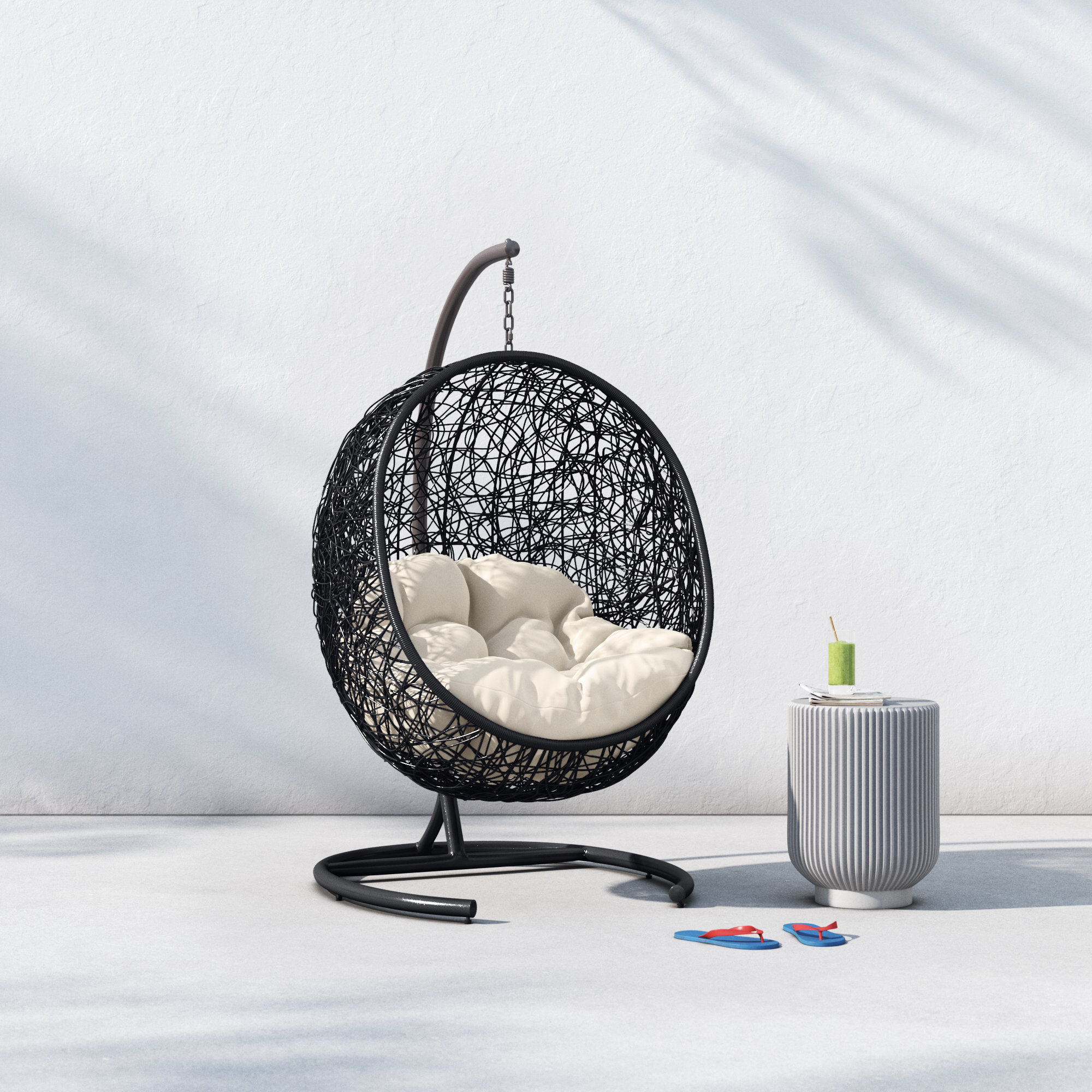 Modway Encase Swing Outdoor Patio Lounge Chair, White