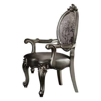 Of Two Silver & Antique Platinum Arm Seats - Generous Cushions, Stylish Line 2 Chairs In Comfy Upholstery,