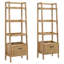 Bibliothèque 2 pièces Pablo avec tiroirs et tablettes ouvertes, bois d'hévéa brun