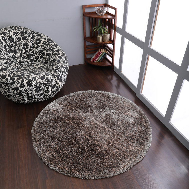 Stiner Hand Tufted Shag Polyester Eco-Friendly Area Rugs - Beige Brown Color, Plain Solid Design, High Pile Thick Handmade Anti Skid Area Rugs for Living Room, Bed Room
