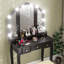 Ensemble de meuble-lavabo avec miroir et tabouret, bureau de meuble-lavabo avec rangement, noir