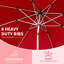 Parasol de piscine 9 pi, rouge brique et eau, 8 nervures, manivelle à bouton-poussoir inclinable pour patio, jardin, terrasse de jardin, cour, piscine