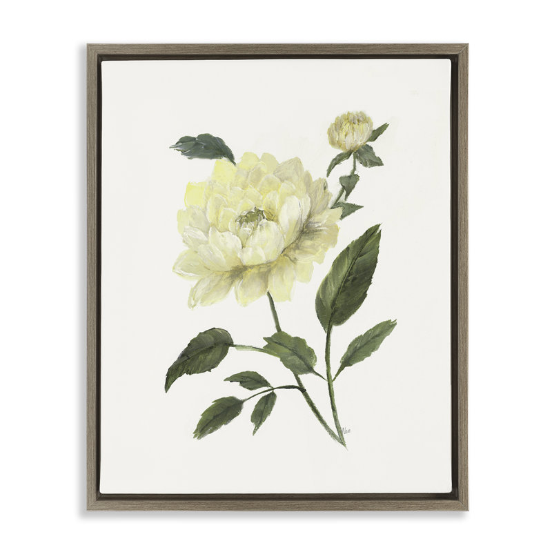 Cadre flottant crème avec pivoines de jardin crème, design par Nan, H 21 po x l 17 po, Montalcino orme flottant encadré