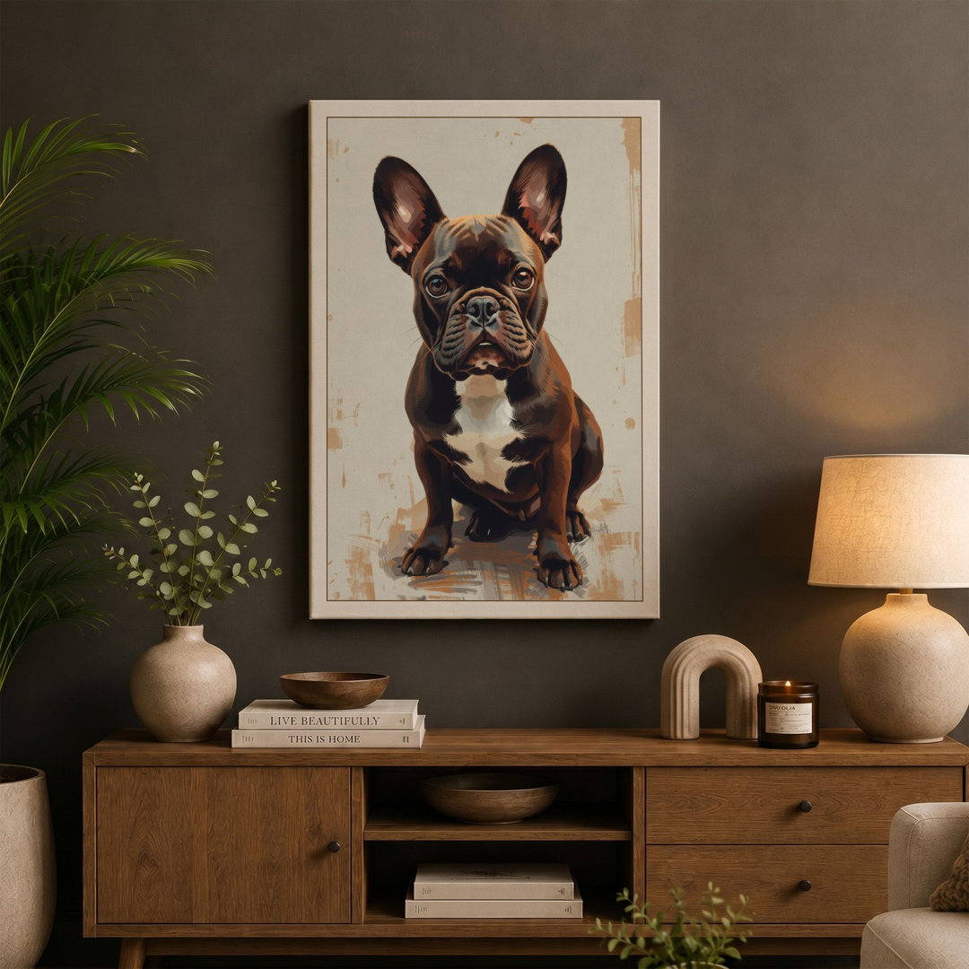 French Bulldog Portrait Modern - Wrapped Canvas