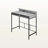 Stacey Gray Finish Computer Desk With Hutch & Black Metal Leg, 47.23" H X 47.04" W X 23.57" D