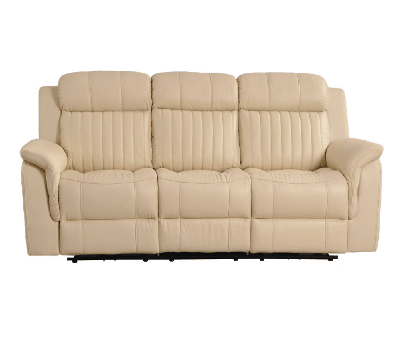 Cidliano Genuine Leather Electric Power Recliner 3 Seater Sofa, Cream