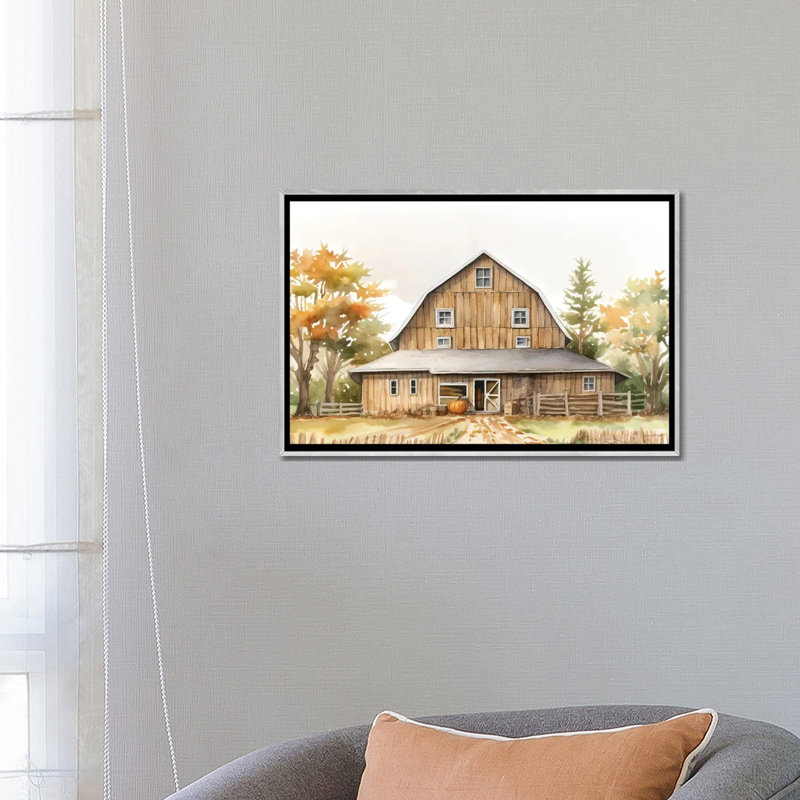 «Countryside In Autumn», reproduction d'art sur toile encadrée, 26" x 18", Toile avec cadre, Silver