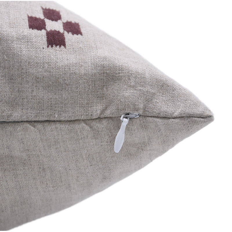 Housse de coussin en lin fabriquée à la main à motif artistique Fabubline Barfi pour salon et chambre à coucher - 18 x 18 po