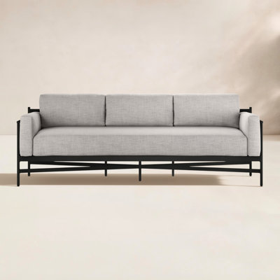 Iffie 98.5'' Wide Rectangle Aluminum Patio Sofa with Cushions