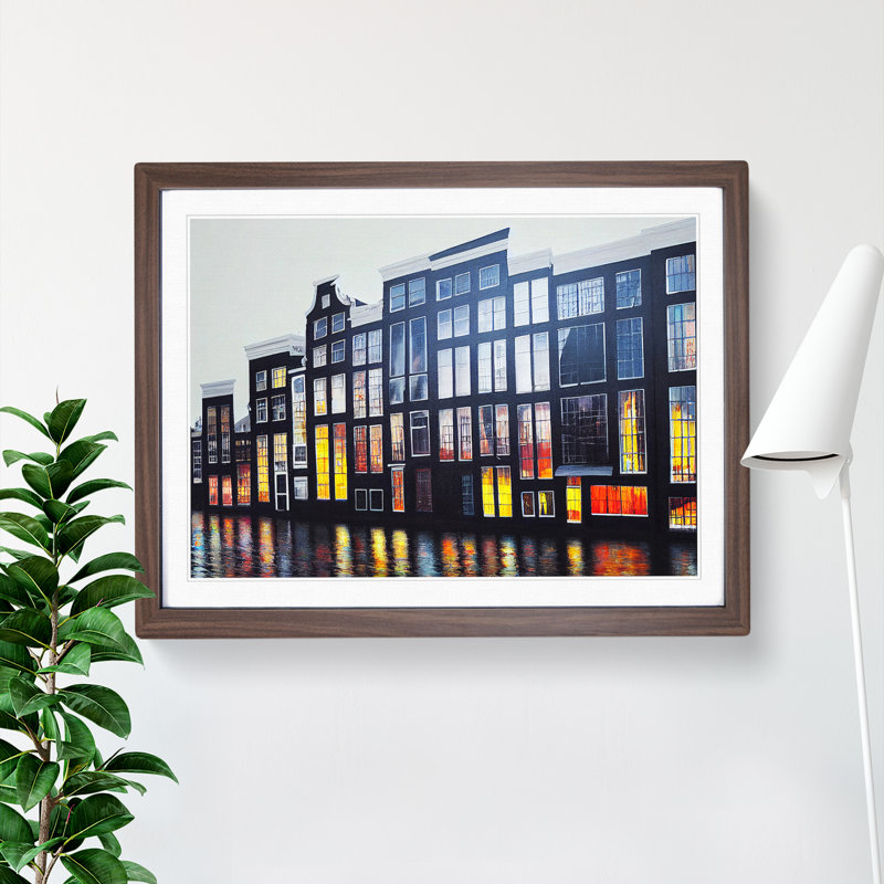 Amsterdam Architecture - Framed Print, 34cm H x 46cm W x 2cm D, Walnut Framed