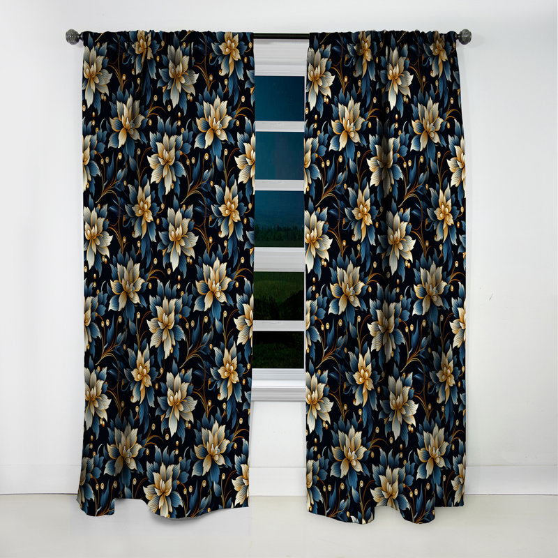 Rideau occultant en marbre bleu et doré de luxe II - 1 panneau, L 52 po x L 120 po