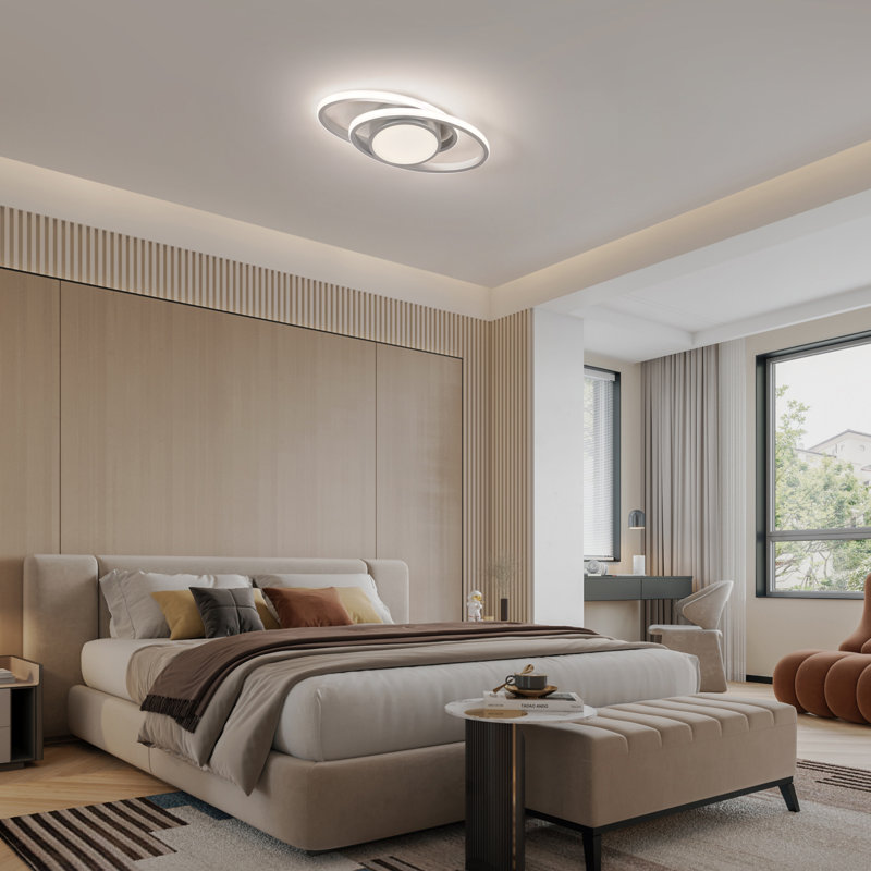 Modern Silver 38.5CM Double Oval LED Flush Mount Ceiling Light