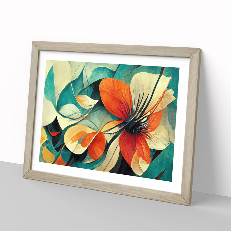 Flowers Abstract Vol.5 - Single Picture Frame Print, 34cm H x 46cm W x 2cm D, Oak Framed