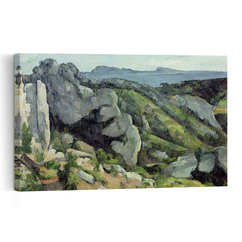 Rocks At Lestaque, 1879-82 Abstract Contemporary Landscape Wall Art Print by Paul Cezanne - Wrapped Canvas Print