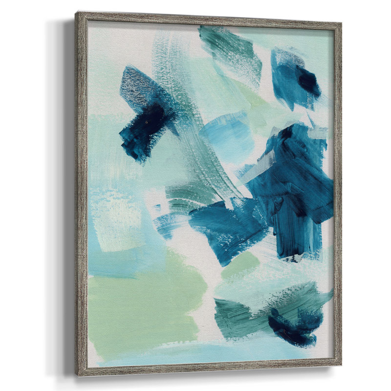 «Teal Composition II», reproduction encadrée - bois massif, H 21 po x l 17 po