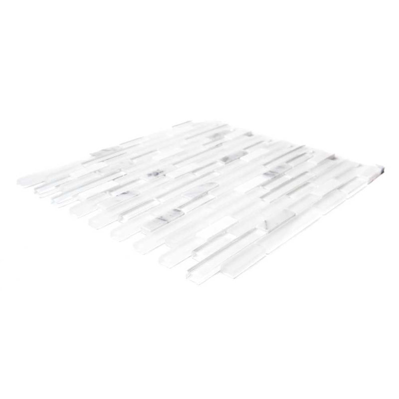 Victory Brick 12" x 12" Mosaic Linear Mosaic Wall Tile, Carrara