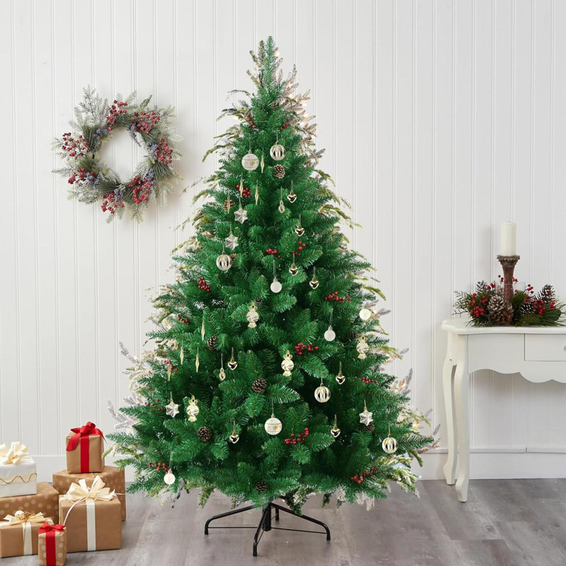 73 pièces de boules de Noël, boules de suspension en plastique pour arbre de Noël, couronnes et présentoirs d'extérieur