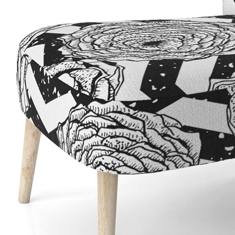 Black Horizontal Chevron - Upholstered Patterned Accent Side Chair