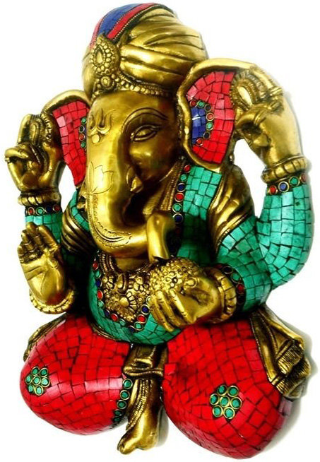 Décoration murale 10 pouces en laiton fait à la main Lord Ganesha - Décoration murale indienne traditionnelle en métal pour entrée de maison, salon et espaces spirituels