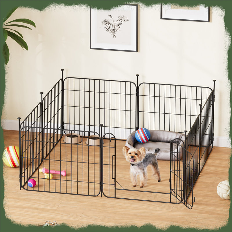 Panneaux de parc pour grand chien avec porte pour petits chiens, H 19,70 po x l 72,40 po x P 24,40 po
