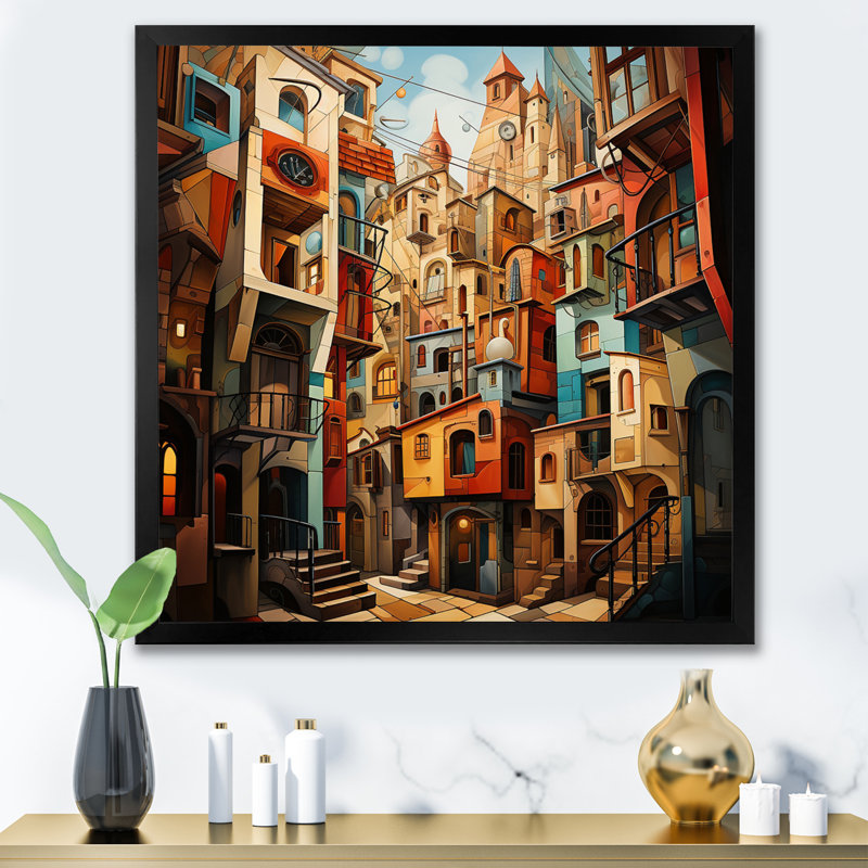 Cubisme multidimensionnel II - imprimé, H 36 po x l 36 po x P 1,5 po, Cadre photo noir