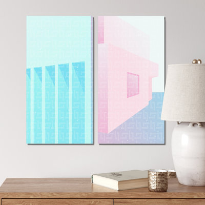 Vintage Rainbow Colorful Geometrics I - 2 Piece Graphic Art Set