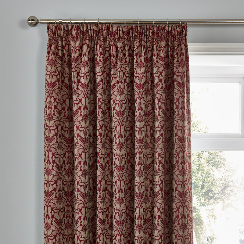 Cotton Blend Semi Sheer Curtain Pair, Burgundy