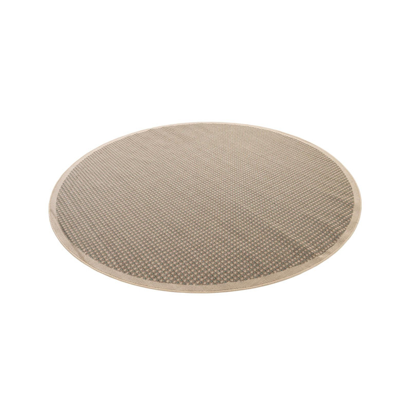 Gourlie Geometric Shapes Machine Made Power Loom Polypropylene Plastic Indoor / Outdoor Area Rug in Brown, Round 3'1"