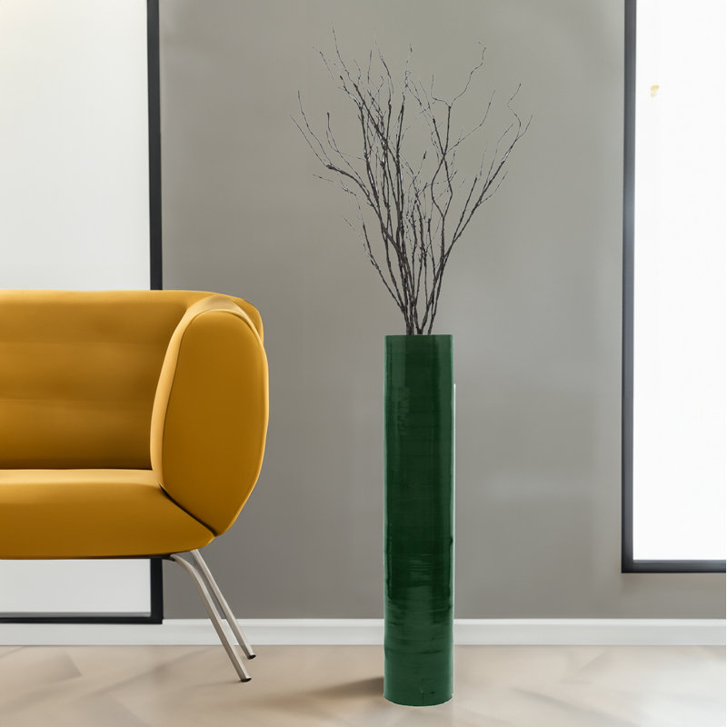 30-Inch-Tall Decorative Contemporary Bamboo Display Floor Vase, Green
