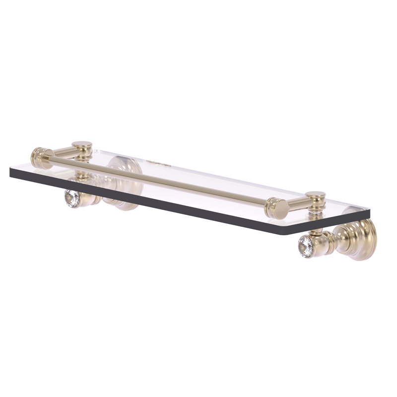 Étagère murale en verre de cristal Freyja, Étain antique, H 3,3 po x l 16 po x P 5,54 po