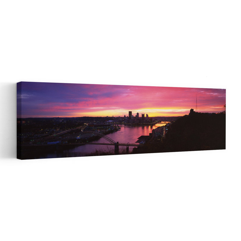 High Angle View of a City, West End Bridge, Pittsburgh, Pennsylvanie, États-Unis, art dramatique abstrait contemporain, art mural de la ville