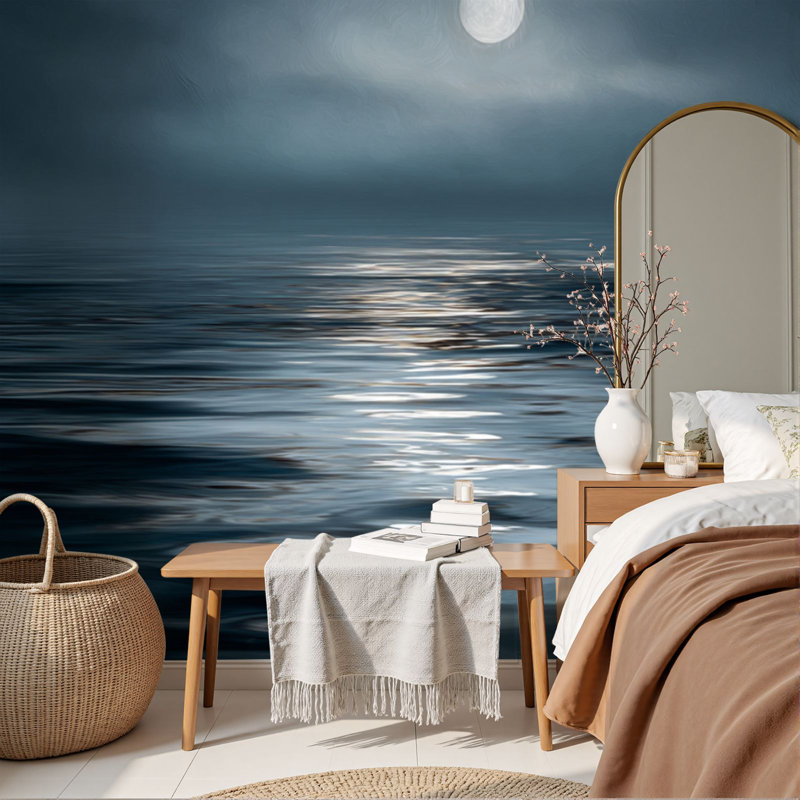 Papier peint adhésif lune lune sombre nuit d'océan Moody Atmosphere Reflection, L 96 po x l 69 po