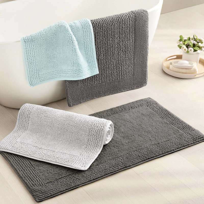 100% Cotton 24x36" Reversible Navy 3000 Gsm Bath Rug - Dense And Softness Sensation, Long Lasting, Machine Washable Easy To Care, Washable,