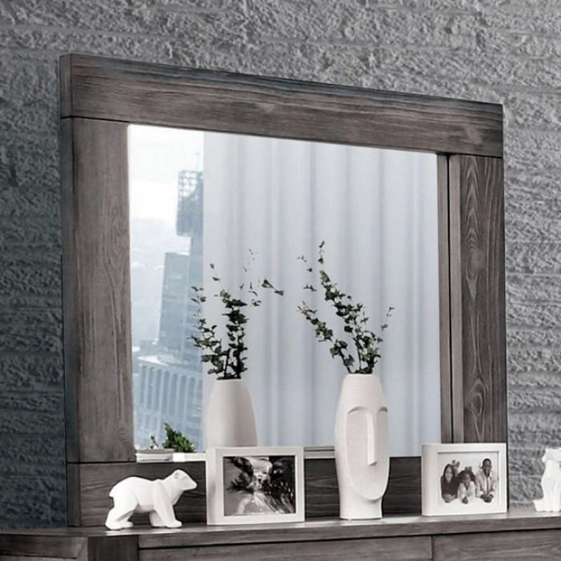 Miroir de commode rustique Rudden, Gris