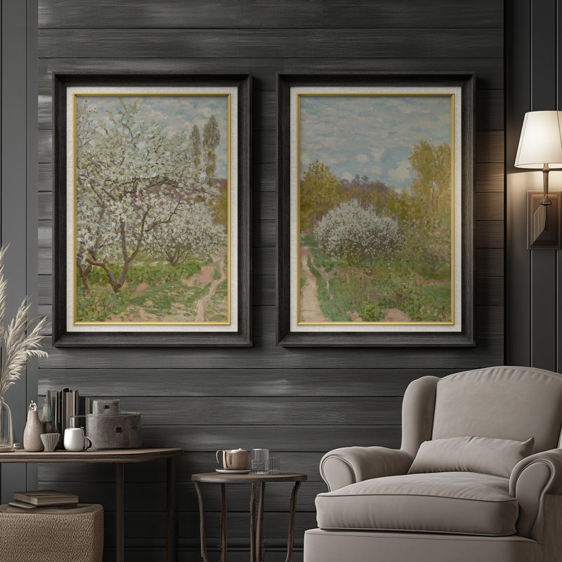 Ensemble de 2 œuvres d'art encadrées de qualité supérieure sur toile de qualité supérieure avec cadre de 26 po x 36 po