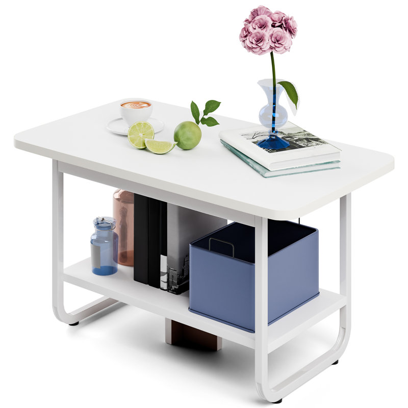 Coffee Table,Coffee Table with Storage Shelf,Double Layer Coffee Table with Stable Base