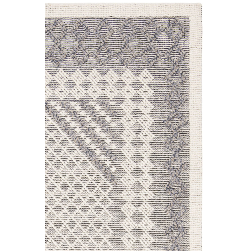 Tapis bleu marine / crème en laine / coton tissé à la main Segrest Natura, Rectangle 3 pi x 5 pi