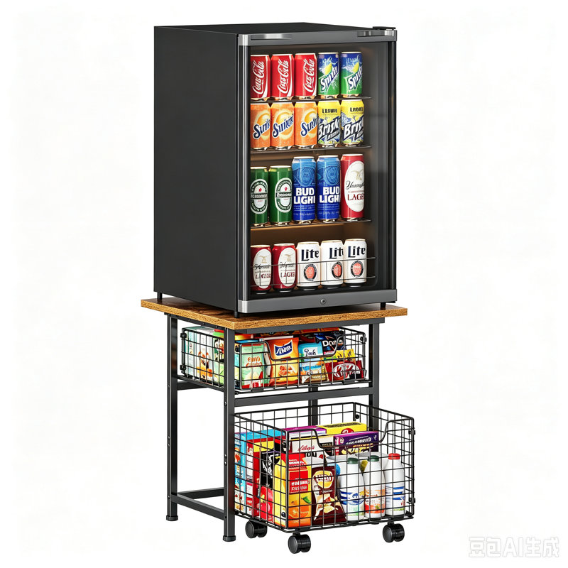 Mini-support de réfrigérateur avec rangement, petit support de réfrigérateur avec 2 tiroirs, mini-étagère de réfrigérateur - support de micro-ondes lourd 350 lb