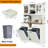 47" W Kitchen Pantry Cabinet With Charging Station & 2 Drawers, 71'' Tall Fulted Kitchen Hutch Cabinet, Hidden Double Tilt-Out Trash Can Cabinet 10×2 Gallon-2104066247