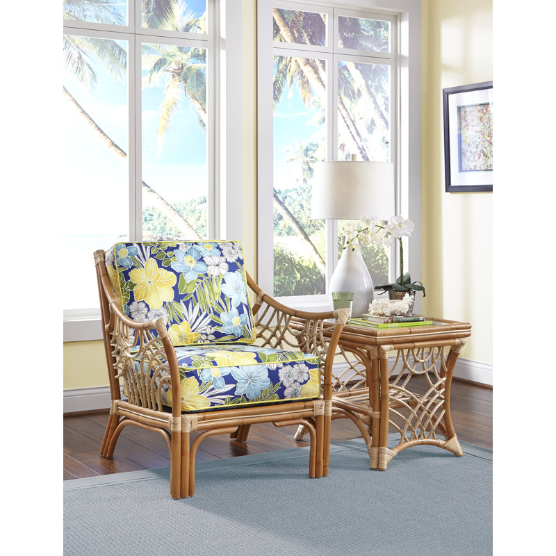 Rainey Glass Top End Table Set, Natural, Clemens Sunblue Lemon