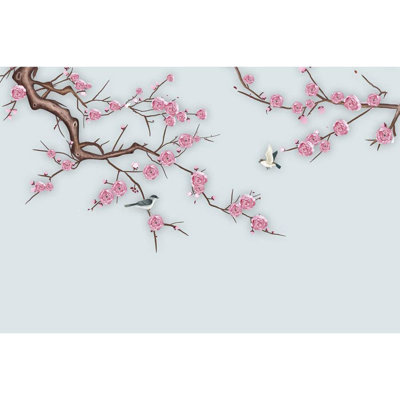 Flower On Branch Peel & Stick Floral Border