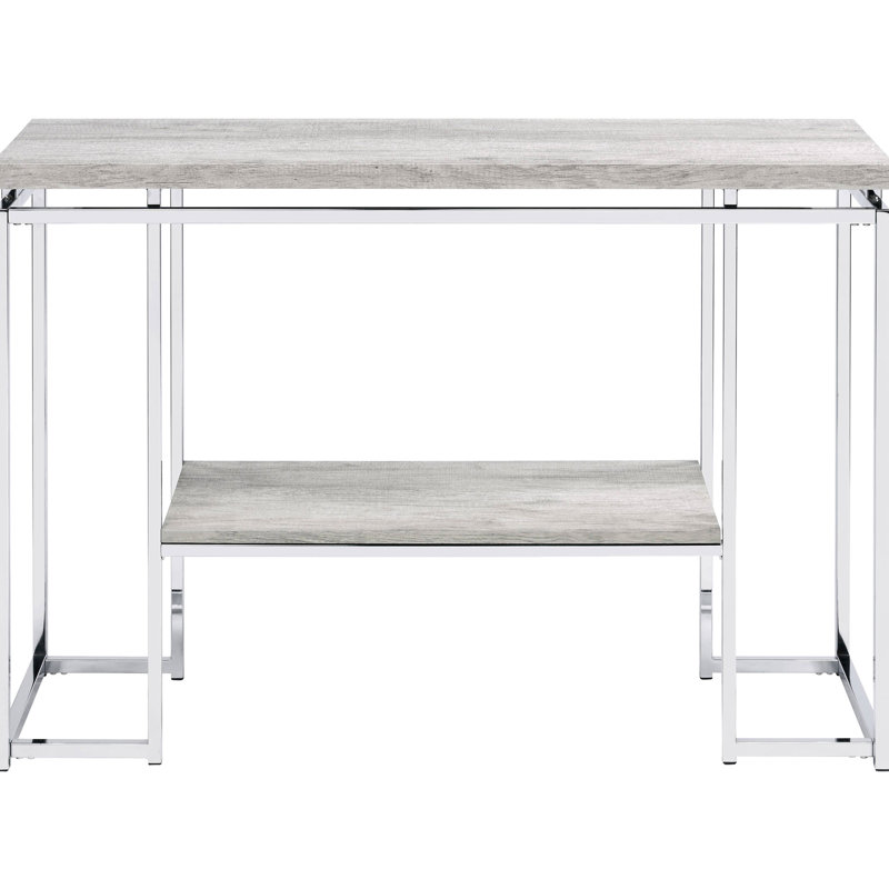 Console grise et argentée avec accents de bois - Ajoutant une touche chaleureuse à votre espace + table de rangement pratique et moderne