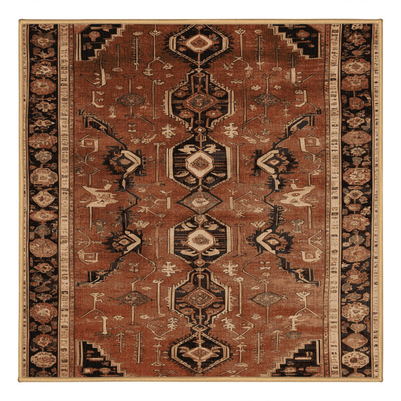 Tapis brun lavable à la machine, Carré 8 pi