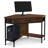 Ironcraft Solid + Manufactured Wood Corner Computer Desk in Burnished Mission Oak