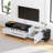 White With Black High Gloss TV Stand For 60 To 70 Inch Tvs With 2 Closed Storage Spaces, 1 Door And 1 Drawer