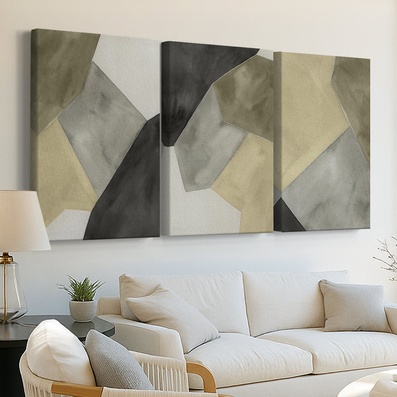 Tectonic Shift I - Toile tendue avec châssis sur mesure - 3 pièces, H 12 po x l 24 po